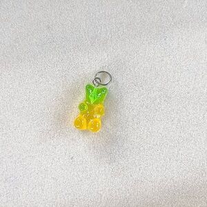Glittery Lime & Honey Gummy Bear Charm –  Resin Candy Bear Pendant